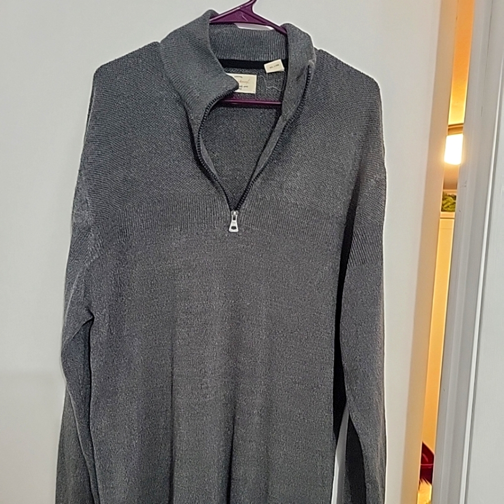 Men's Weatherproof Vintage 1/4 Zip Long Sleeve Pullover Gray Sweater size XL